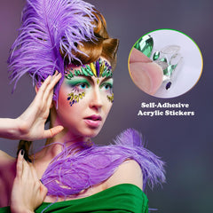 Wehhbtye joyas faciales Mardi Gras, duraderas y fáciles de aplicar.