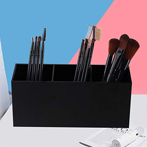 Weiai organizador de maquillaje acrílico con tres huecos, mantiene herramientas a mano.