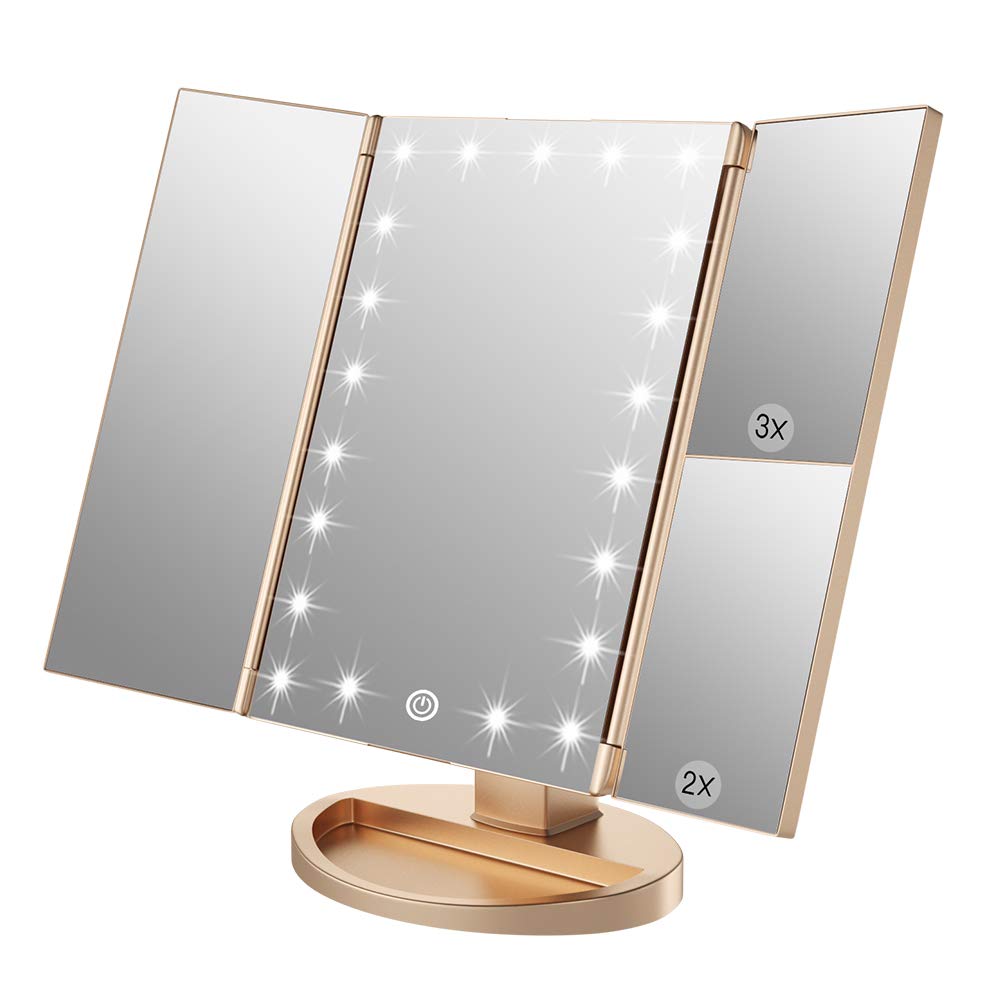WEILY espejo de maquillaje con 21 luces LED para iluminación uniforme