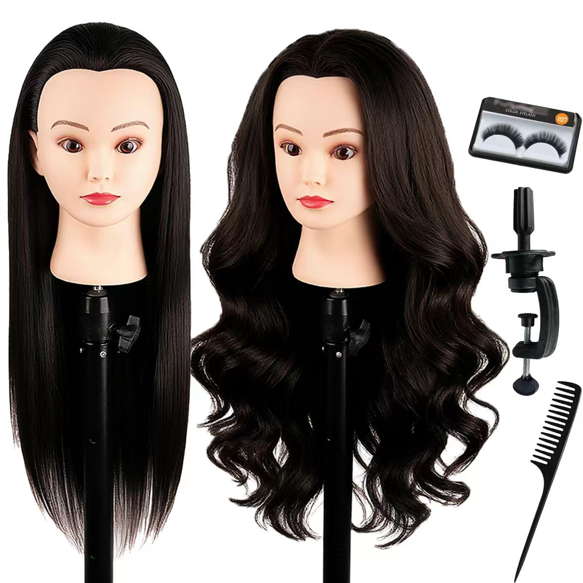 WeiRan cabello humano 24p, corte y trenzas para practicar con realismo.