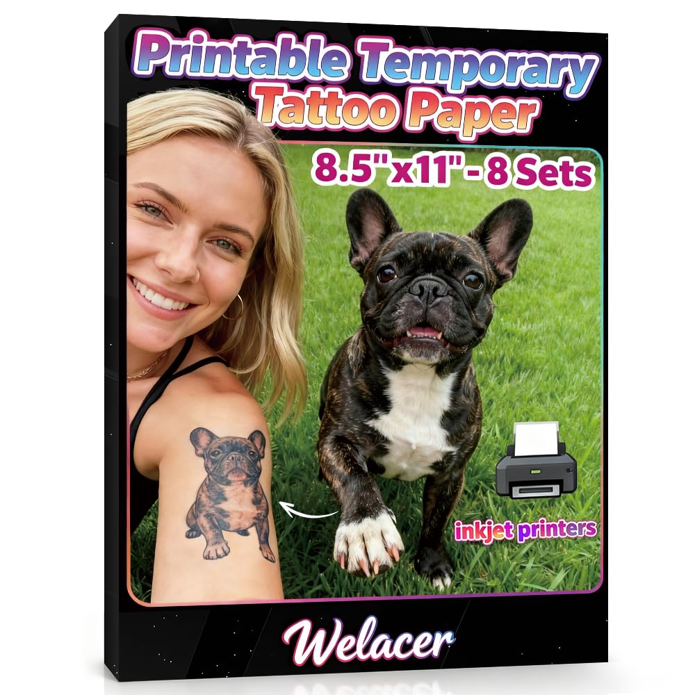 Welacer papel tatuaje temporal para impresión en casa, ideal para regalos y personalización.
