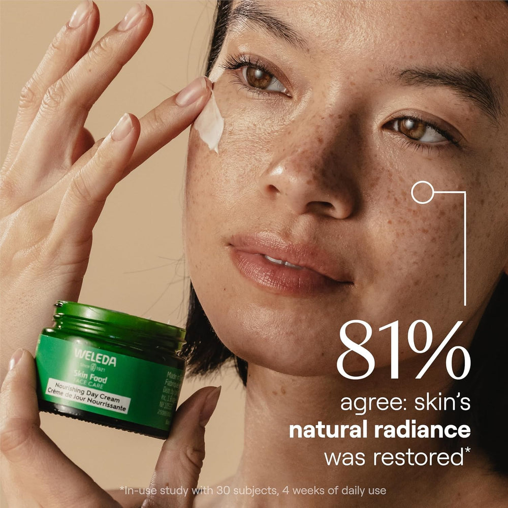 Weleda crema facial de día, textura aterciopelada y uso diario.
