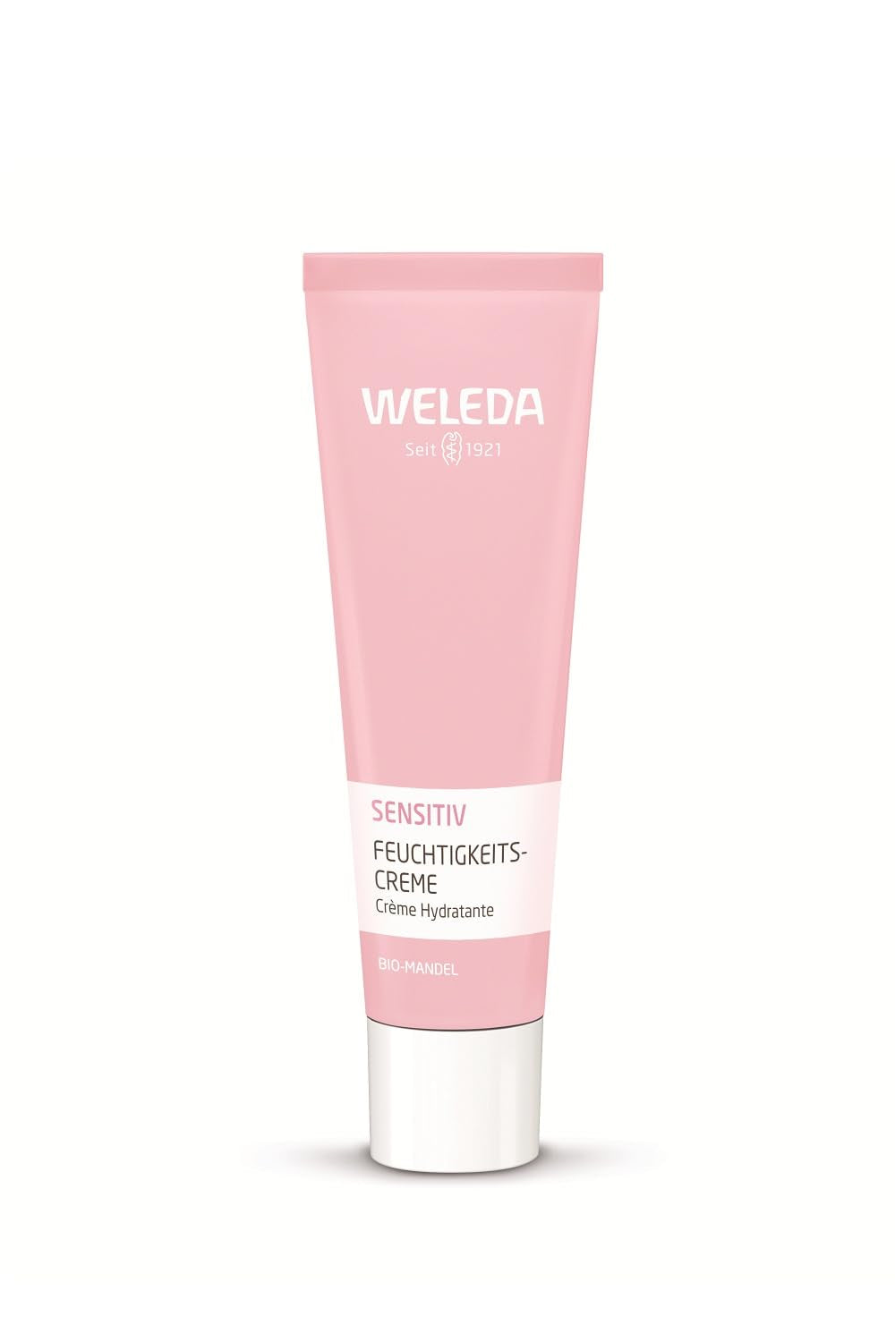 Weleda crème visage sensible en tube sans parfum, hydratation douce.