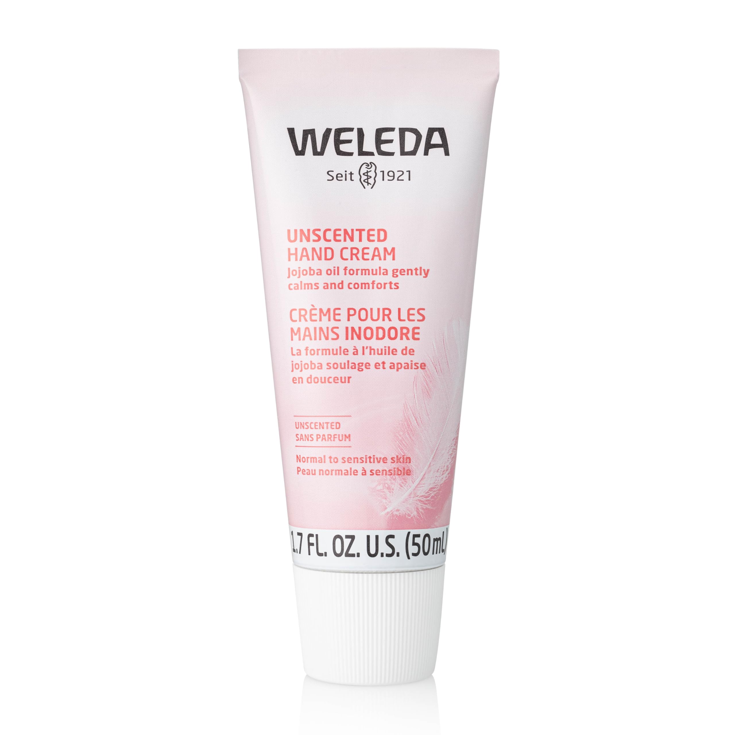 Weleda Crema de Manos Sin Perfume en tubo de 1,7 oz, hidratación suave.