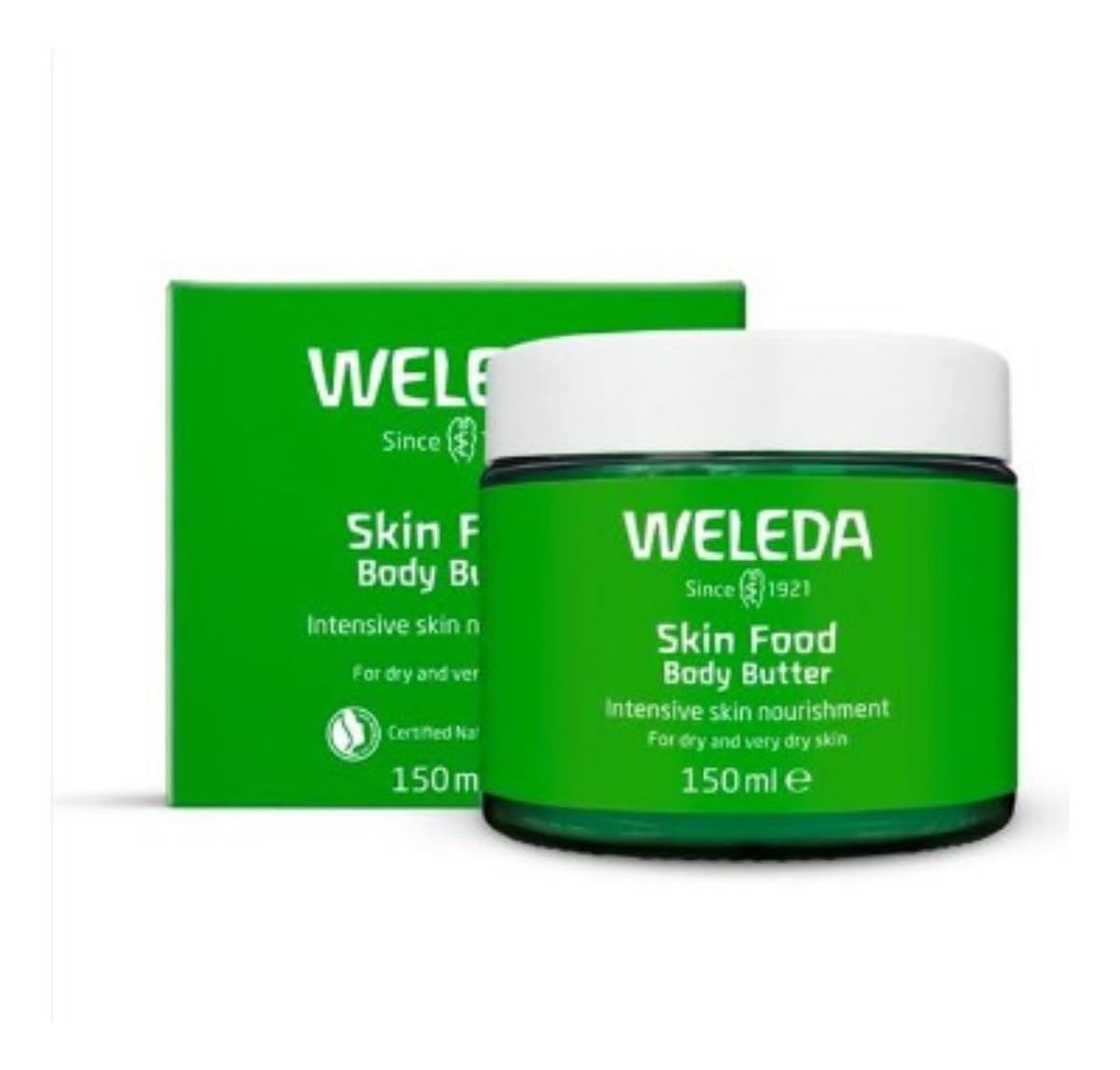 Weleda Manteca Corporal en frasco sostenible, hidratación suave para piel seca.