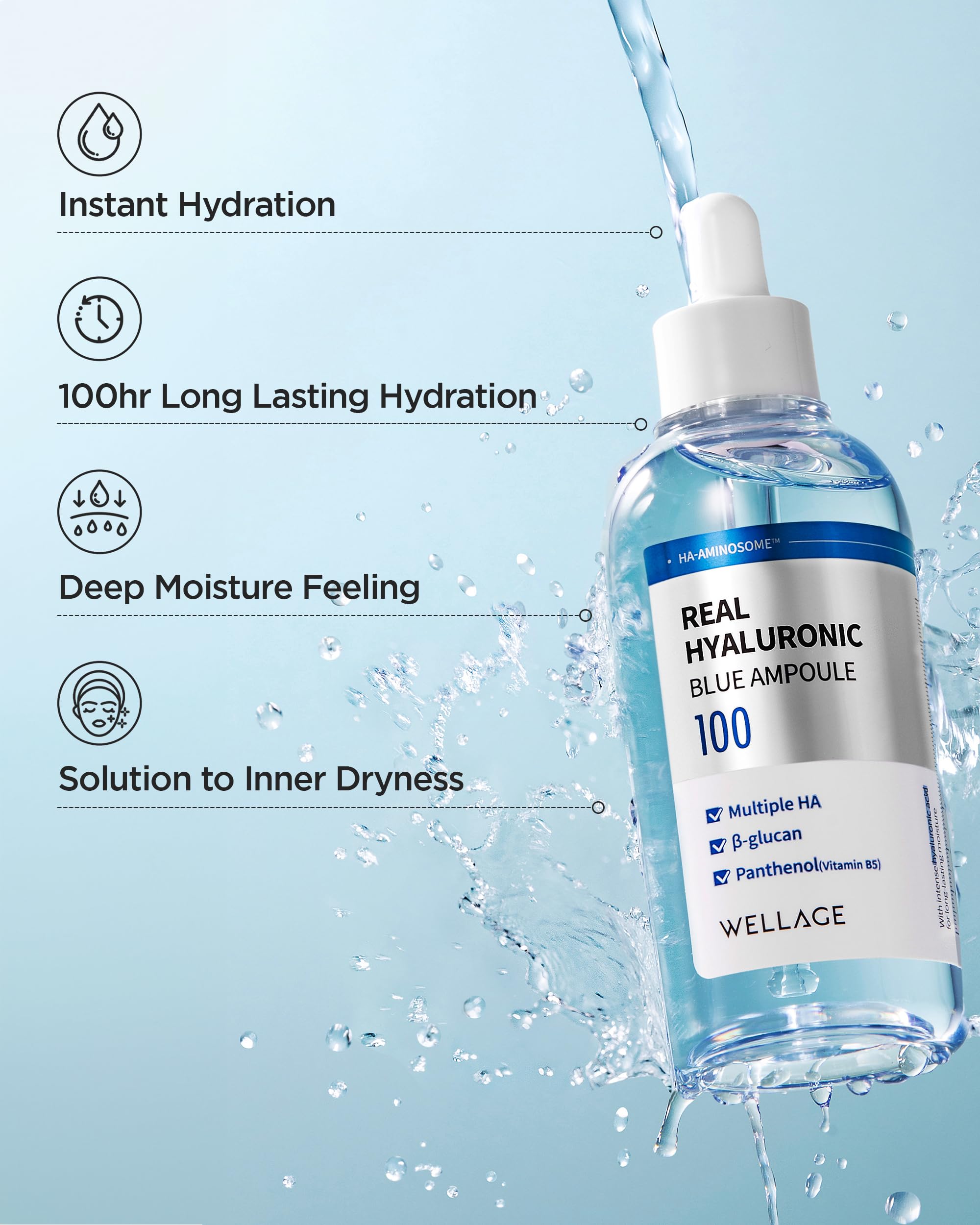 Wellage Real Hialuronica: fórmula de 9 moléculas para hidratación duradera.