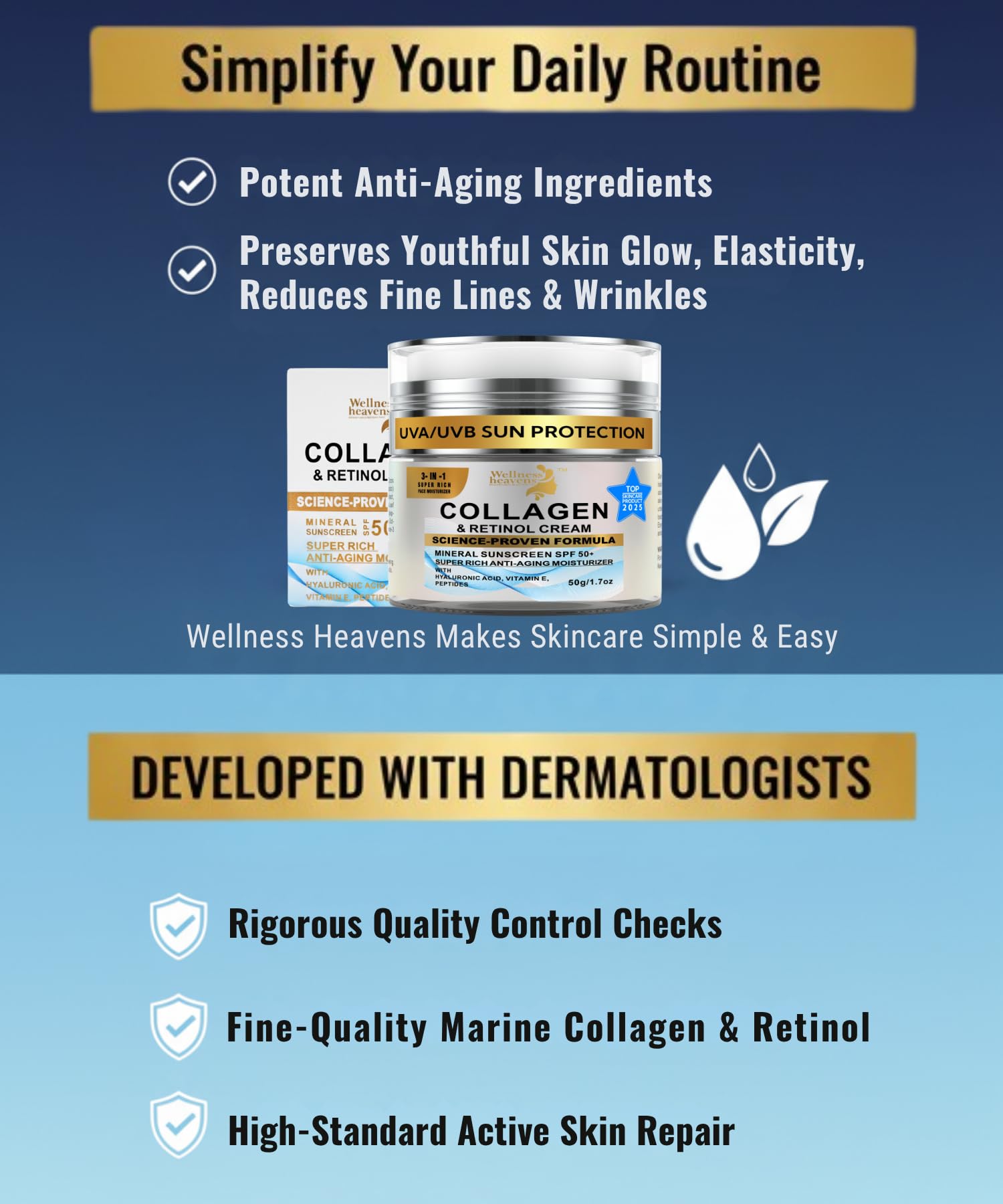 Firmeza de la piel mejorada con crema anti edad Wellness Heavens.