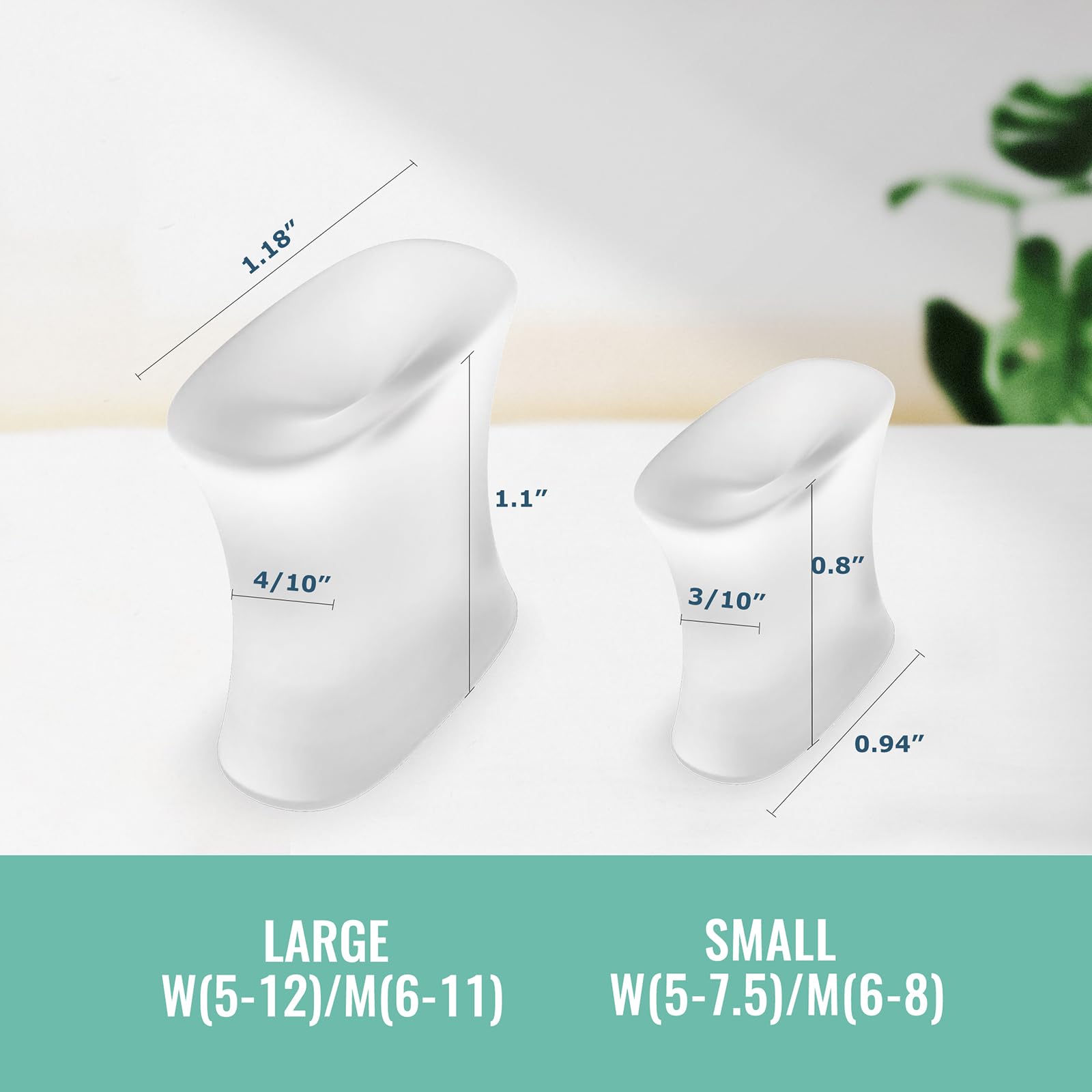 Welnove detalle de gel suave con aloe vera en separadores de dedos.