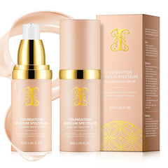 Weluno Foundation 4 en 1 tono medio con SPF50, cobertura suave y natural.