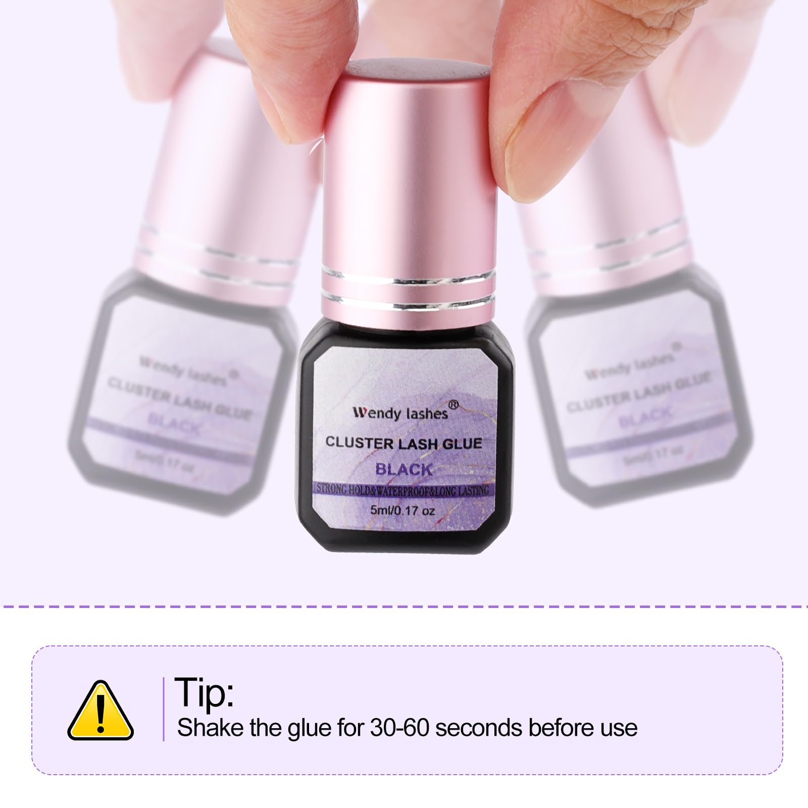 Wendy Lashes adhesivo cluster negro, acabado natural para un look suave.