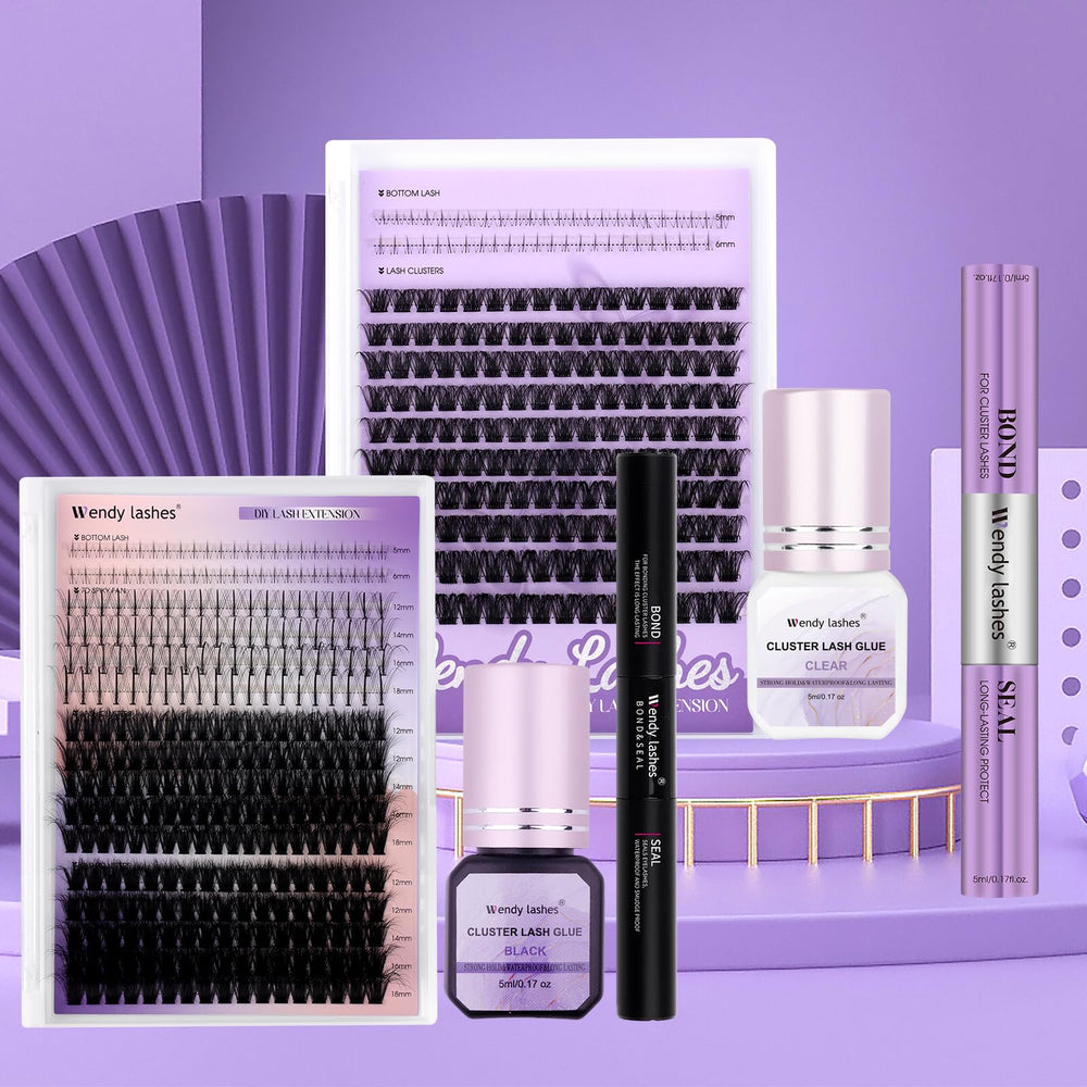 Wendy Lashes adhesivo cluster negro, ideal para proyectos DIY de extensión.