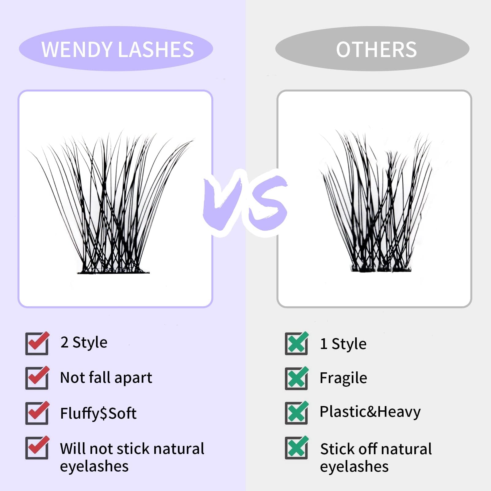Wendy Lashes Clusters D curl, rizo definido para mayor intensidad