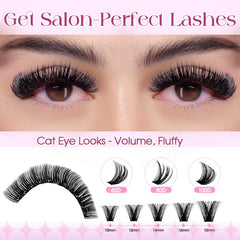 Wendy Lashes clusters, 60D-80D-100D para volumen suave.