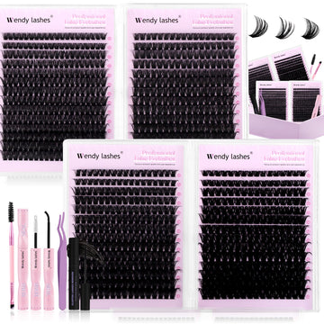 Wendy Lashes kit clusters 980 piezas para look natural y elegante.