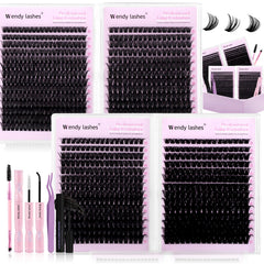 Wendy Lashes kit clusters 980 piezas para look natural y elegante.