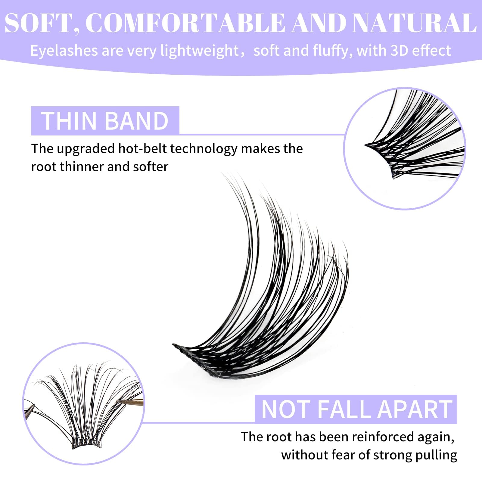 Wendy Lashes Clusters naturales wispy, aspecto suave y realista