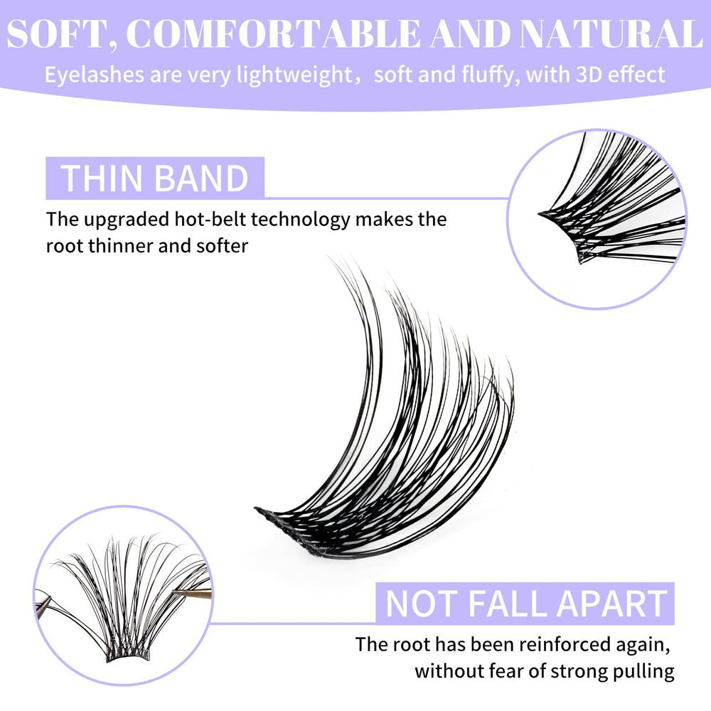 Wendy Lashes Clusters naturales wispy, aspecto suave y realista