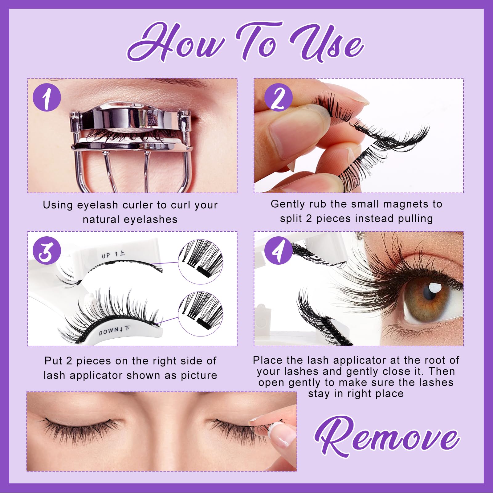 Wendy Lashes colección de 4 pares reutilizables para estilos variados.