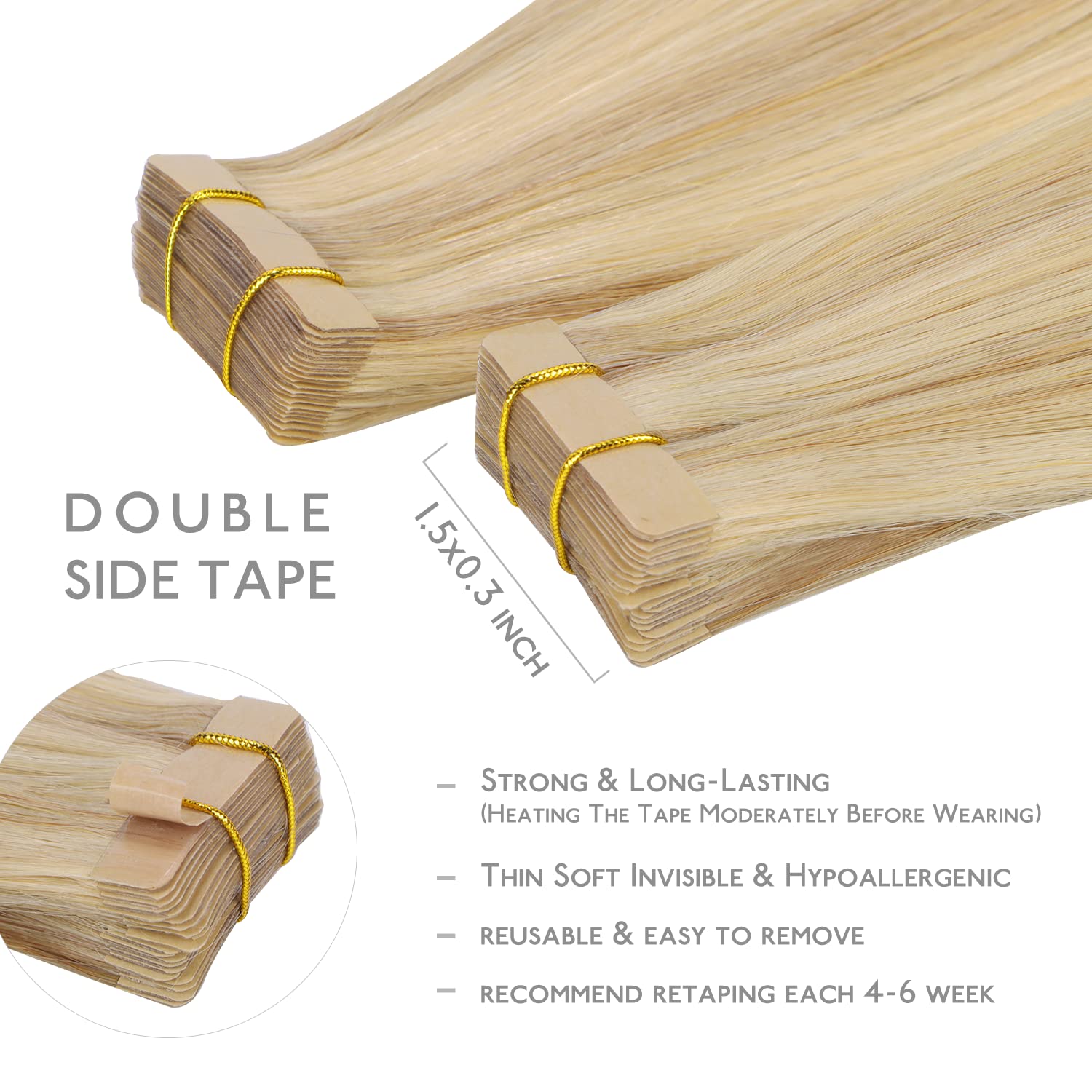 Extensiones WENNALIFE Remy Rubio Claro lisas 18in para look elegante