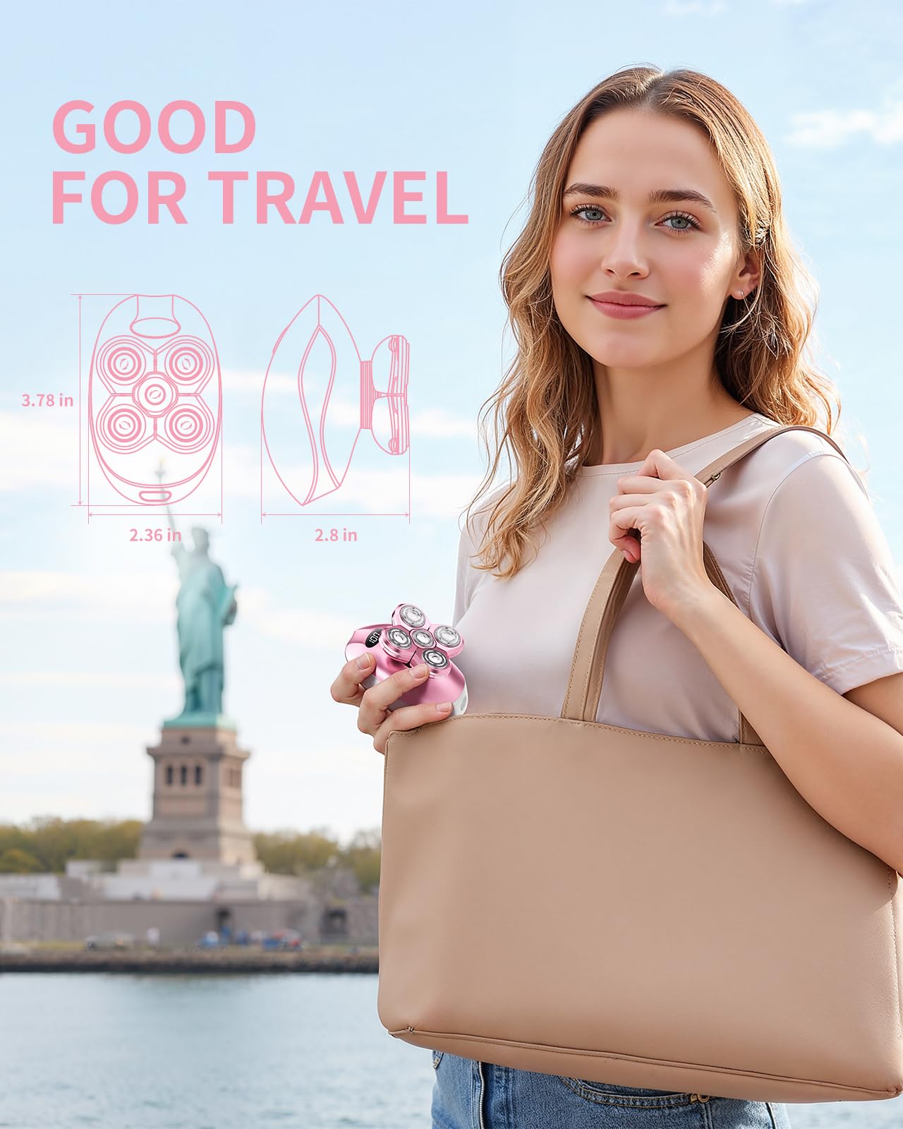 WEQOEE afeitadora eléctrica 5-en-1 en color rosa, regalo ideal para mujeres.