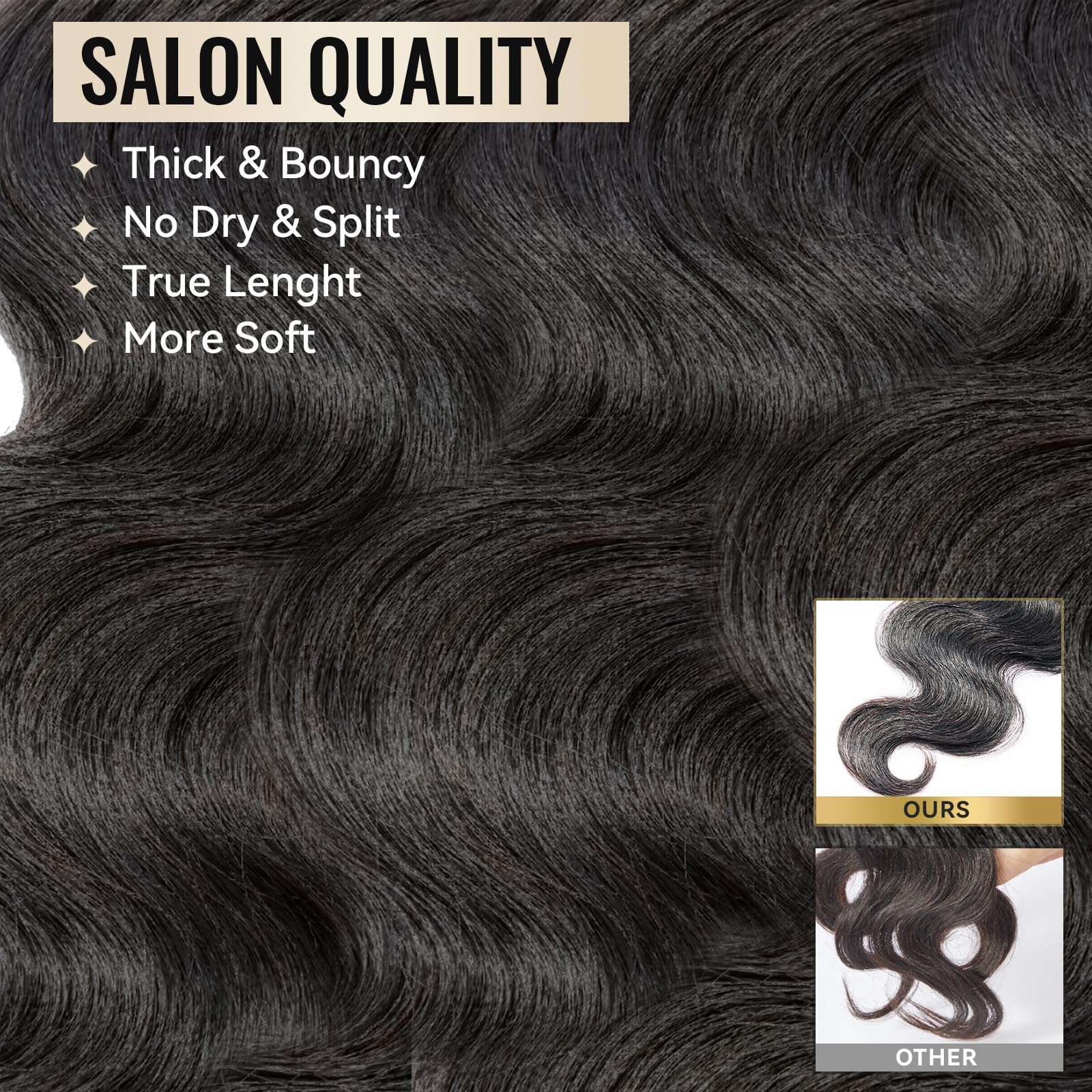 WEQUEEN cabello ondulado de 18 pulgadas en tono negro natural para uso diario
