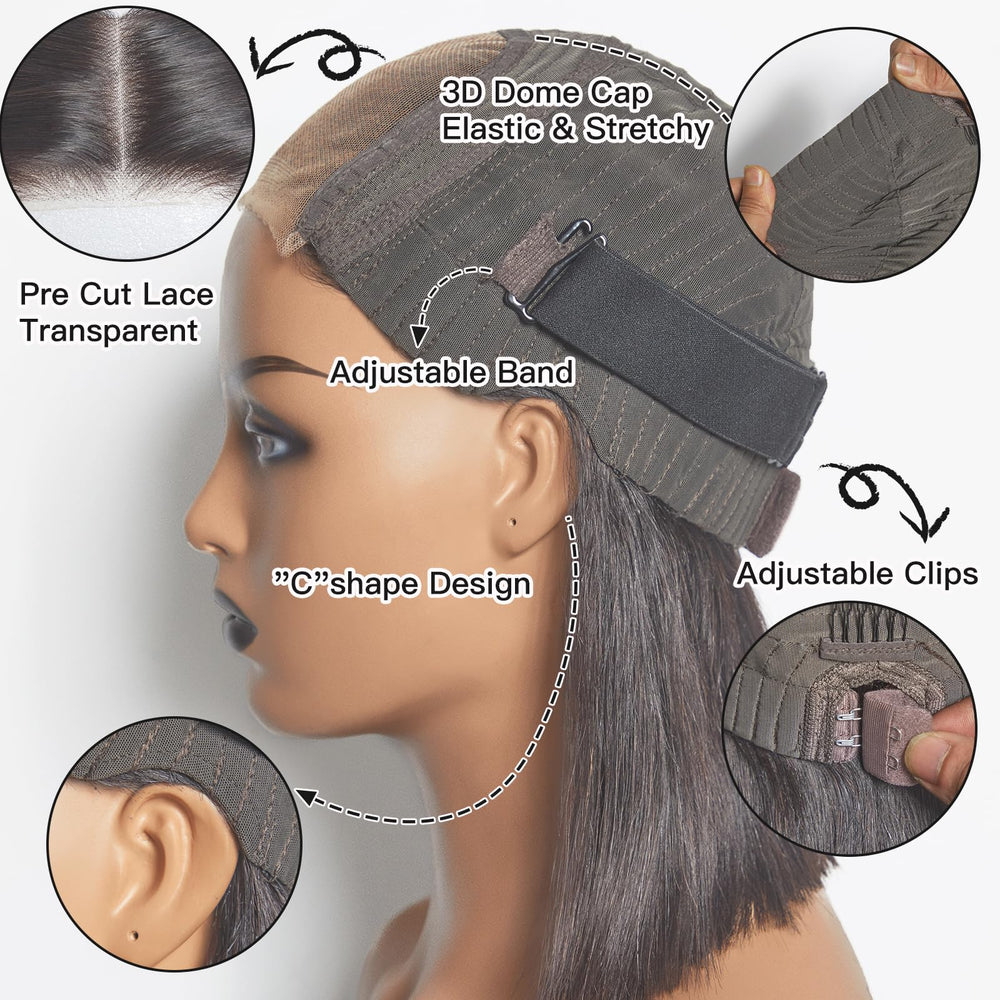 Peluca WEQUEEN con corte en C contorneado para mayor confort.