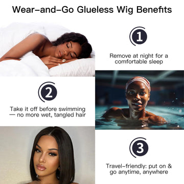 Peluca WEQUEEN para mujer negra, uso diario versátil.