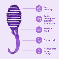Wet Brush desenreda nudos con deslizamiento suave para cabello húmedo y seco.