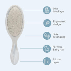 Wet Brush Original Detangler Marmol Gris, uso en cabello mojado para deslizar sin esfuerzo.