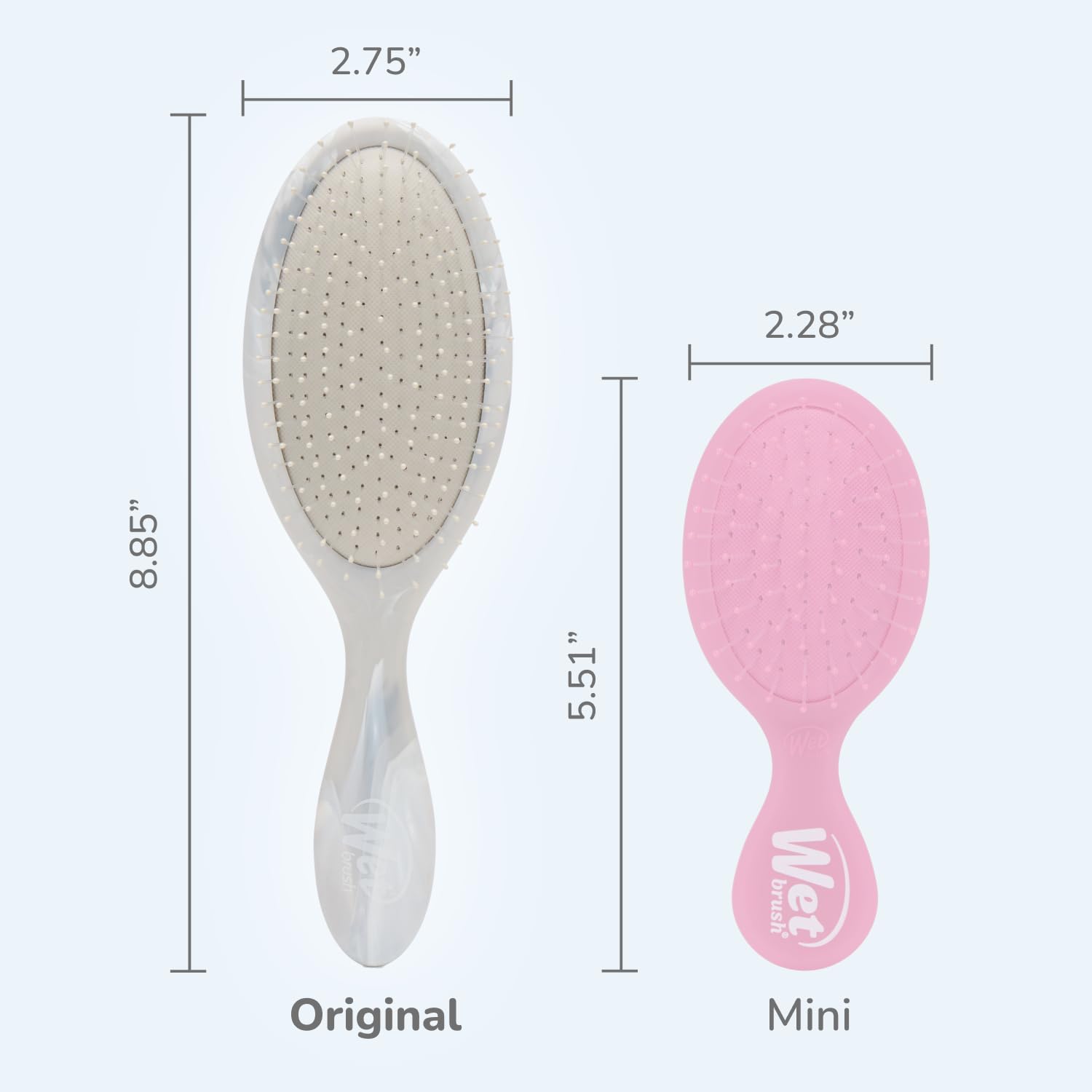 Wet Brush Original Detangler Marmol Gris, uso en cabello seco para peinar sin tirones.