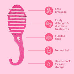 Cepillo Wet Brush con gancho de ducha para colgar y secar.