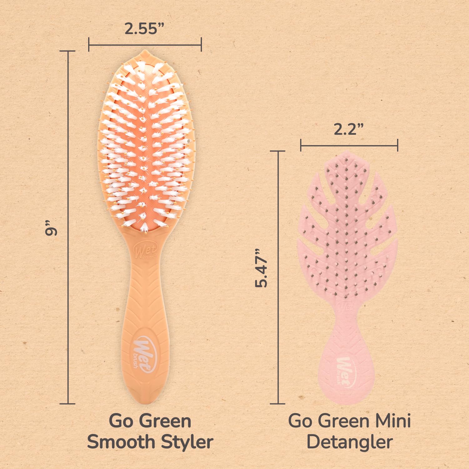 Brillo cómodo al desenredar desde la raíz con Wet Brush Go Green.