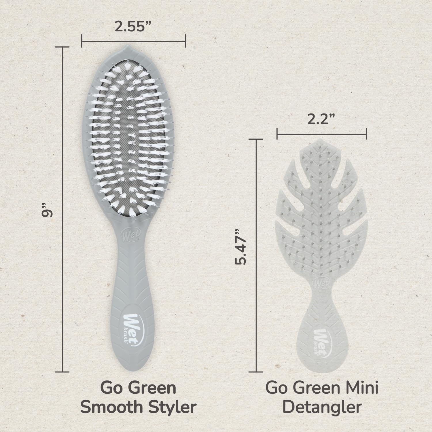 Wet Brush Go Green Charcoal vista lateral destacando diseño respetuoso con el medio ambiente.