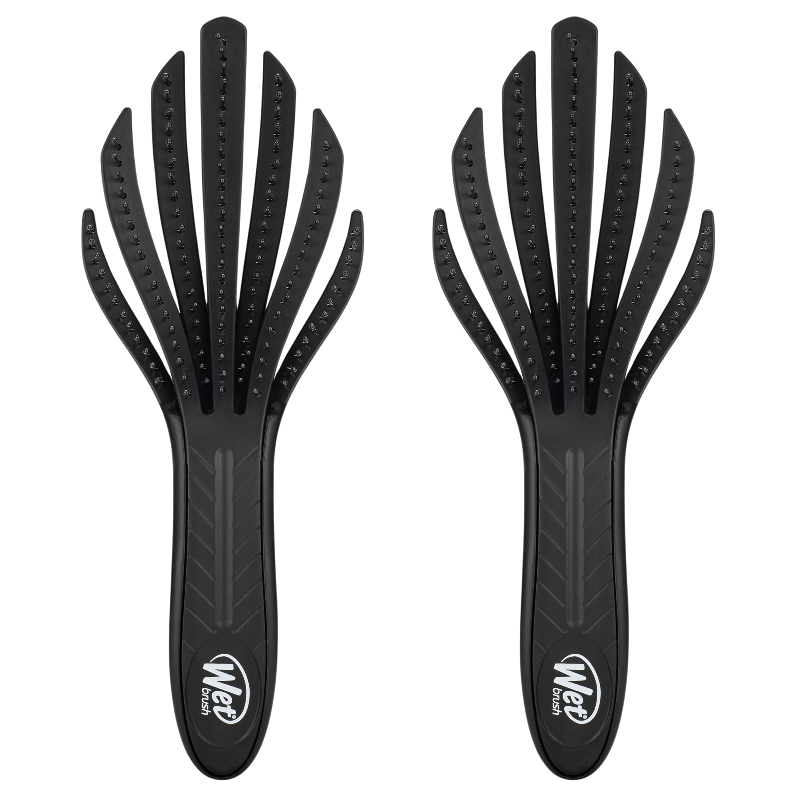 Wet Brush Go Green Curl Detangler negro, primer plano mostrando diseño para rizos y desenredo suave sin tirar