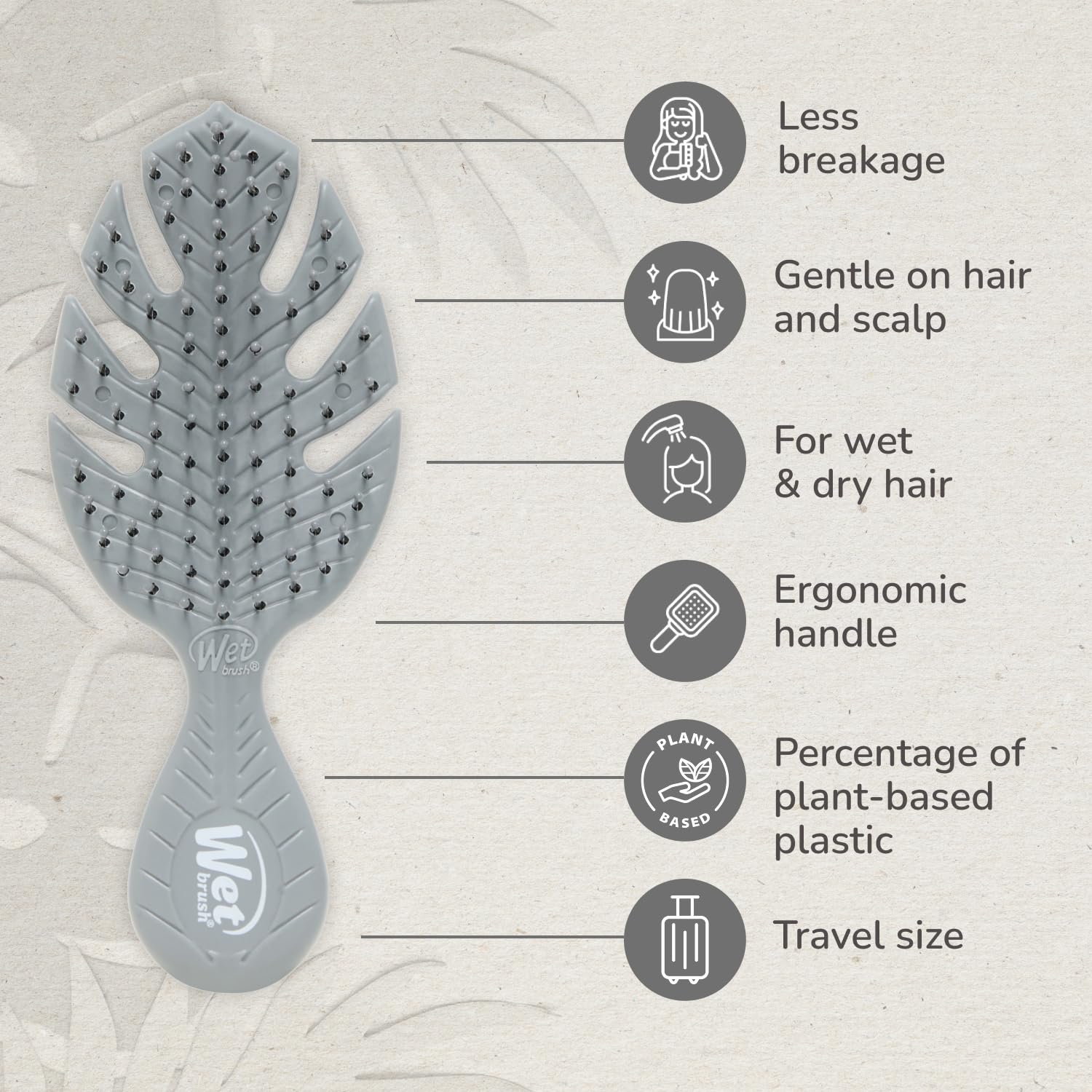 Wet Brush Go Green Mini Detangler gris apto para todo tipo de cabello