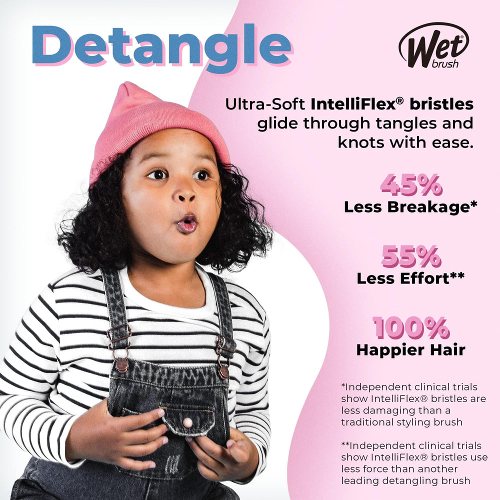 Wet Brush Kids Detangler Rainbows, pelo mojado o seco; deslizamiento suave evita tirones