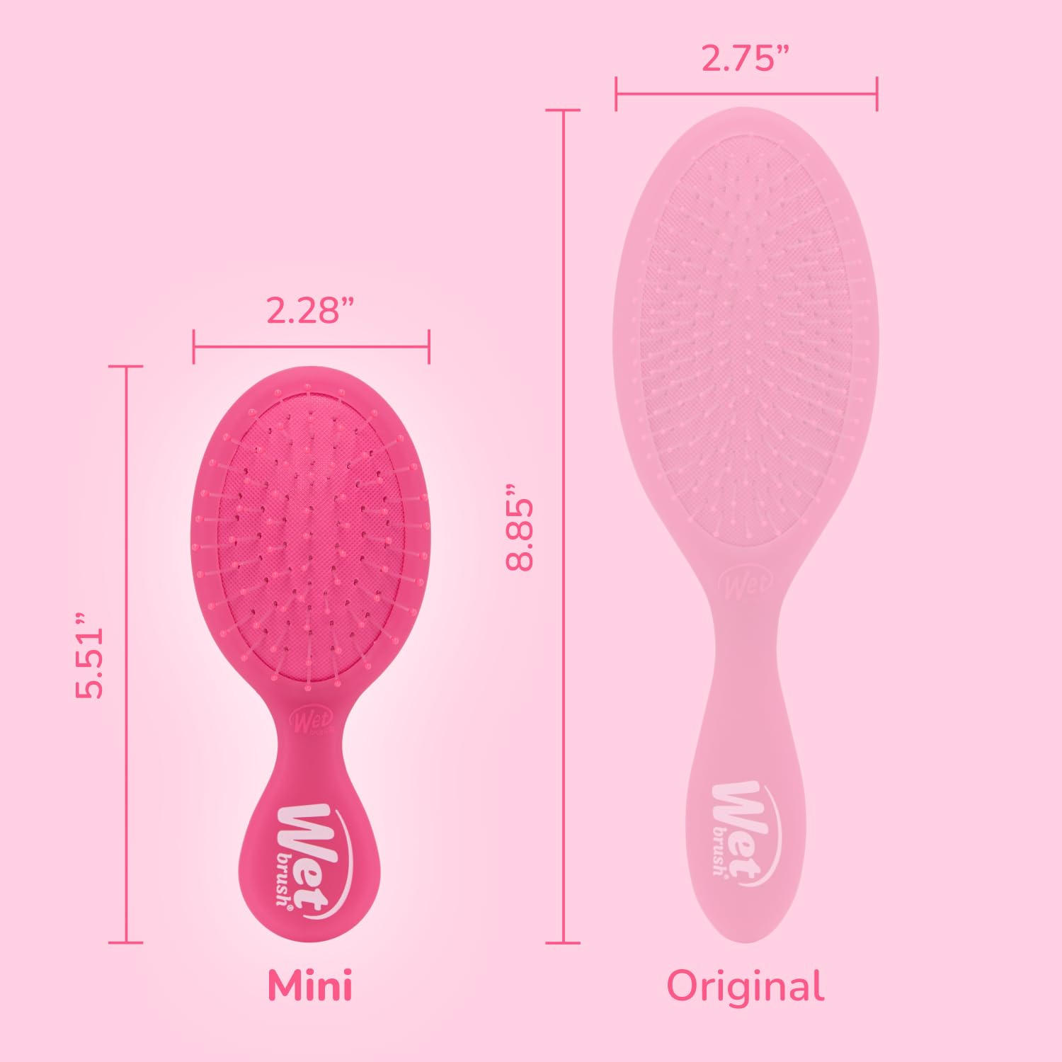 Wet Brush Mini Detangler, perfecto para viaje, peinado rápido en cualquier lugar.