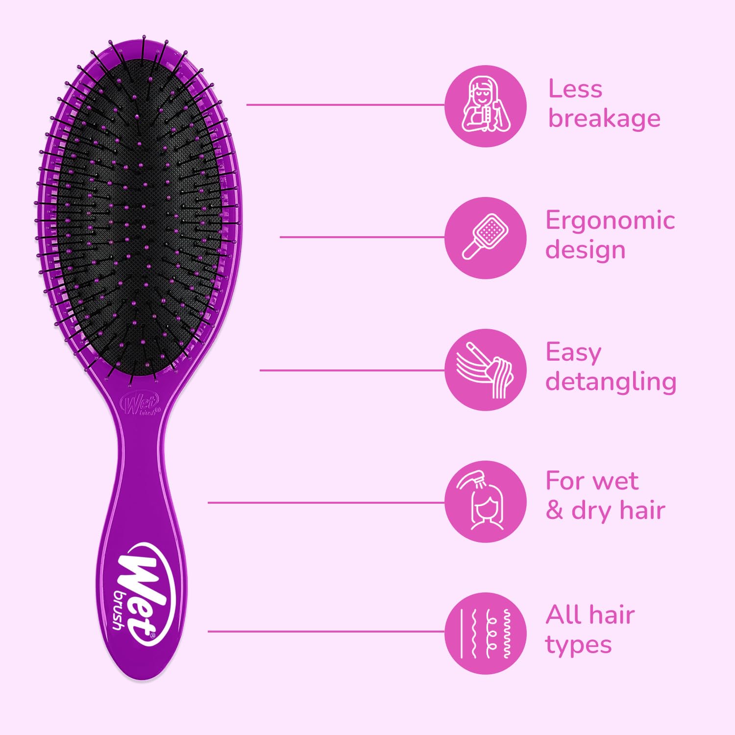 Wet Brush Original Detangler con dientes flexibles, reduce la molestia al peinar