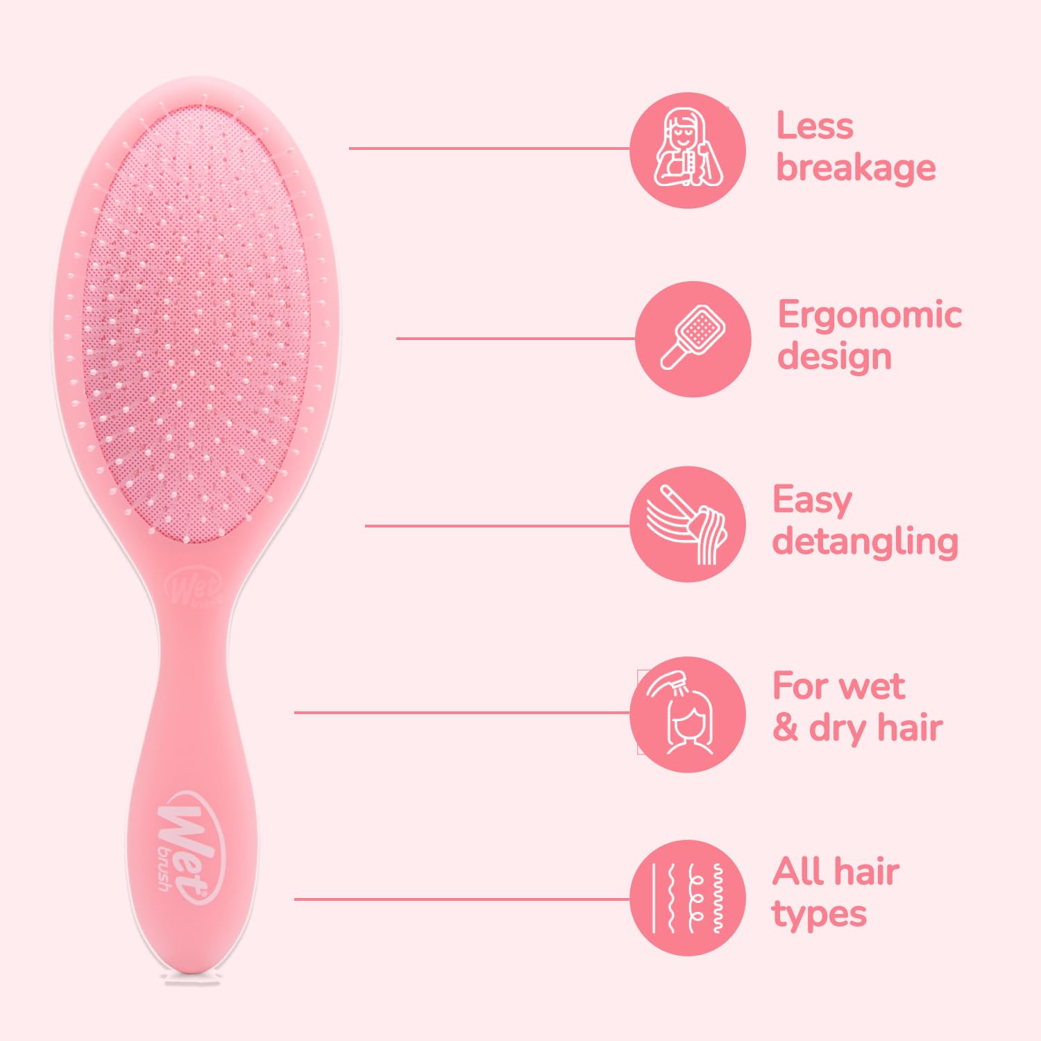 Wet Brush Original Detangler Pink Drink cabello húmedo, uso suave y cómodo
