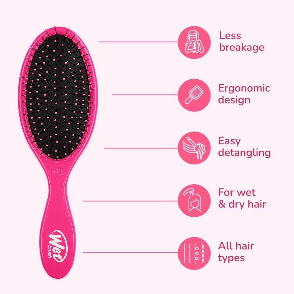 Wet Brush Cepillo Desenredante Original en cabello mojado para desenredar sin tirones.