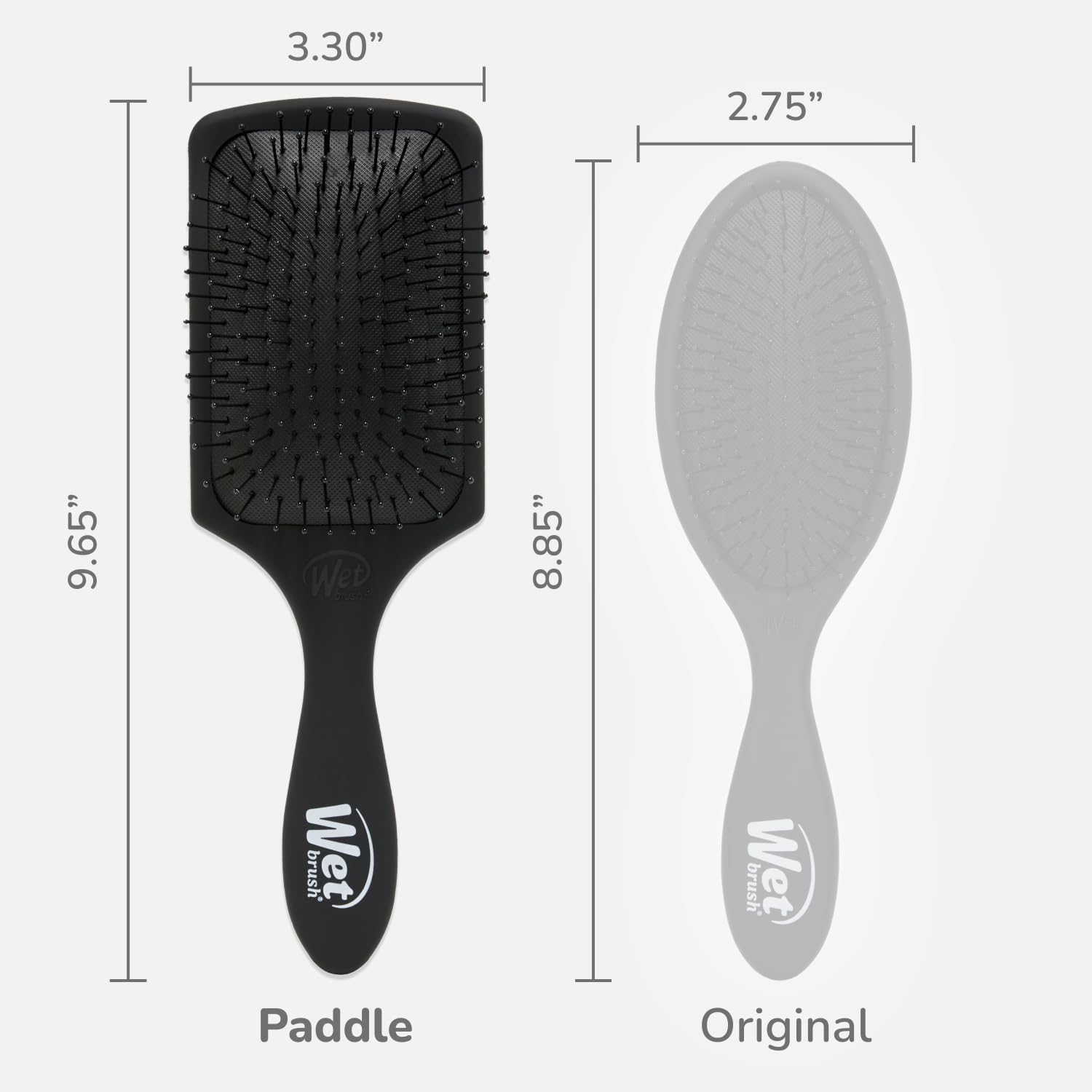 Wet Brush Paddle Detangler distribuye tratamientos de forma uniforme por todo el cabello.