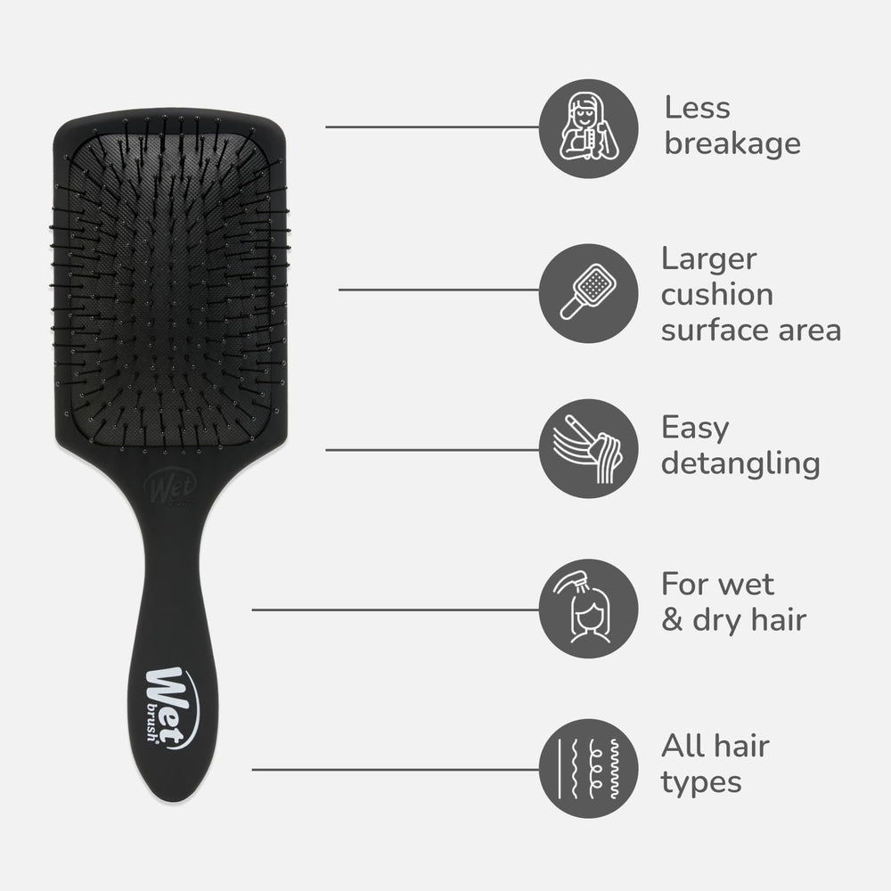 Wet Brush Paddle Detangler AquaVent drena rápido tras el lavado.