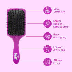 Wet Brush Paddle Detangler con IntelliFlex reduce roturas al peinar.