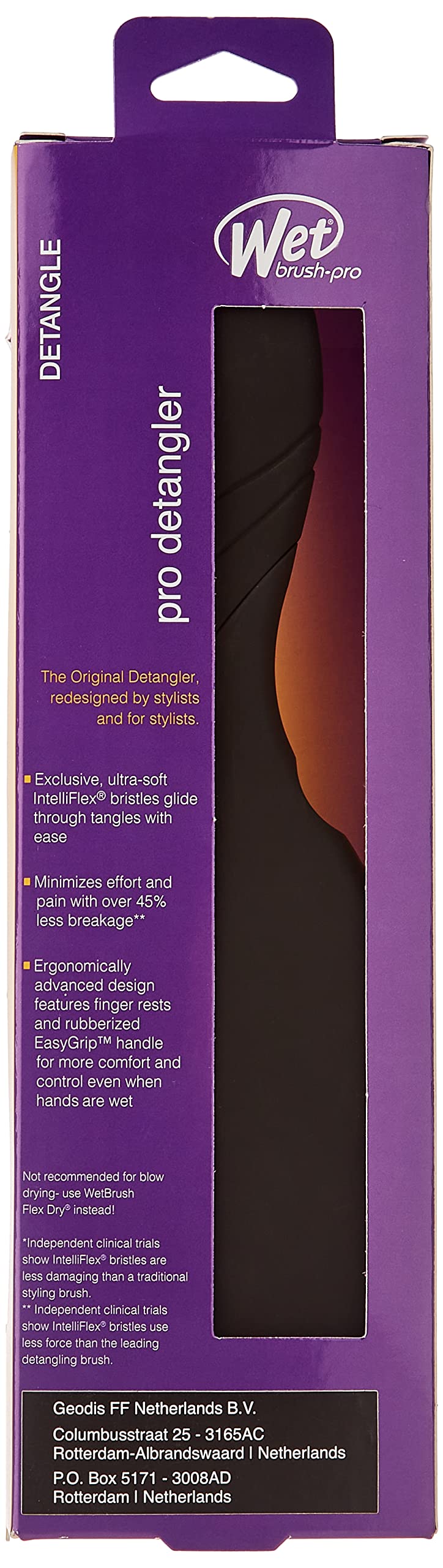 Wet Brush Pro Noir Design Ergonomique: prise en main confortable pour routine quotidienne.