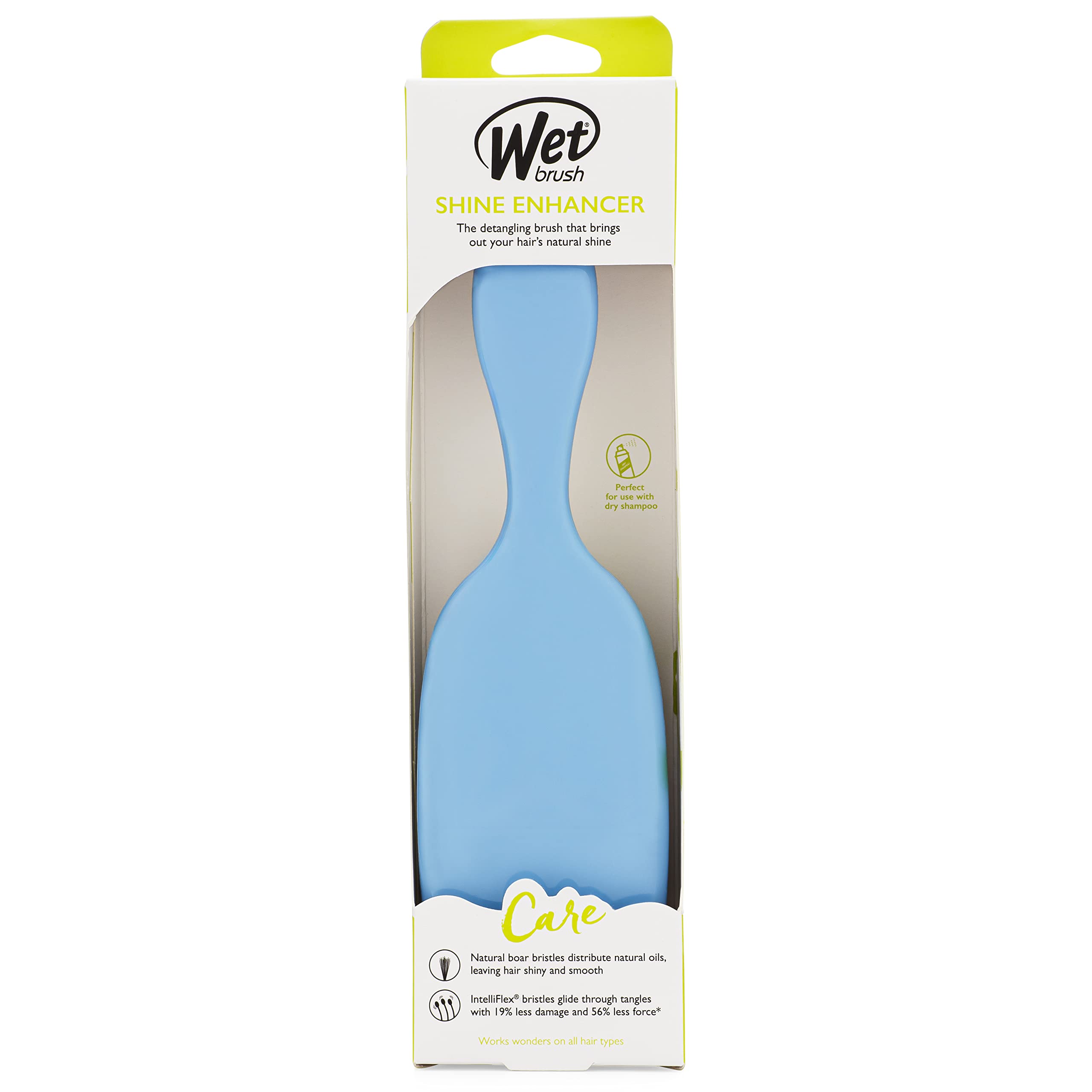 Cerdas naturales de Wet Brush Shine Enhancer en primer plano para brillo y suavidad