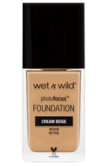 base Photo Focus Matte de wet n wild en botella, acabado mate para cámara.