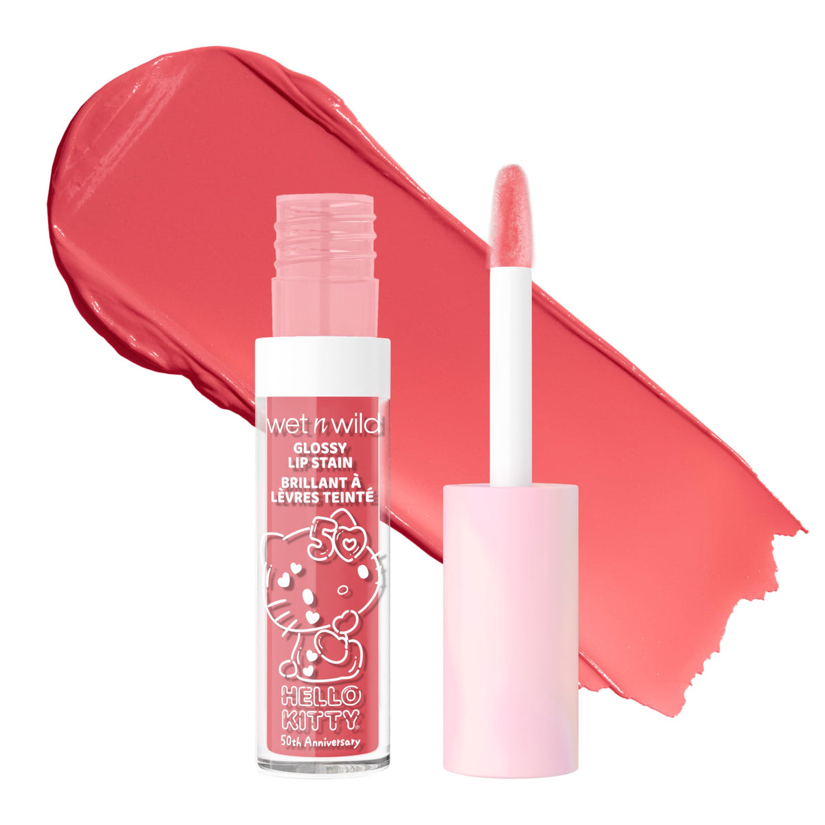 wet n wild Hello Kitty Glossy Lip Stain, empaque atractivo para bolso diario.