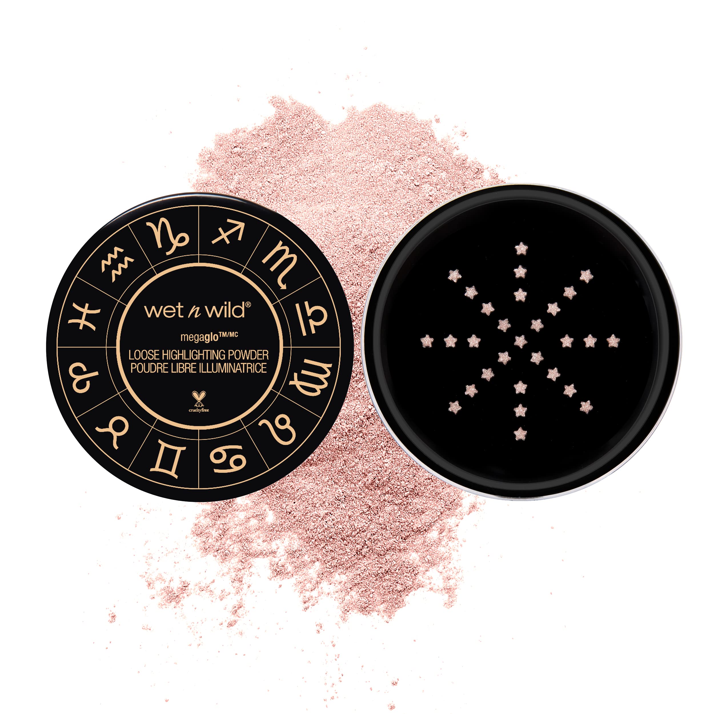 wet n wild MegaGlo polvito iluminador suelto para la cara, crea resplandor sutil y duradero.