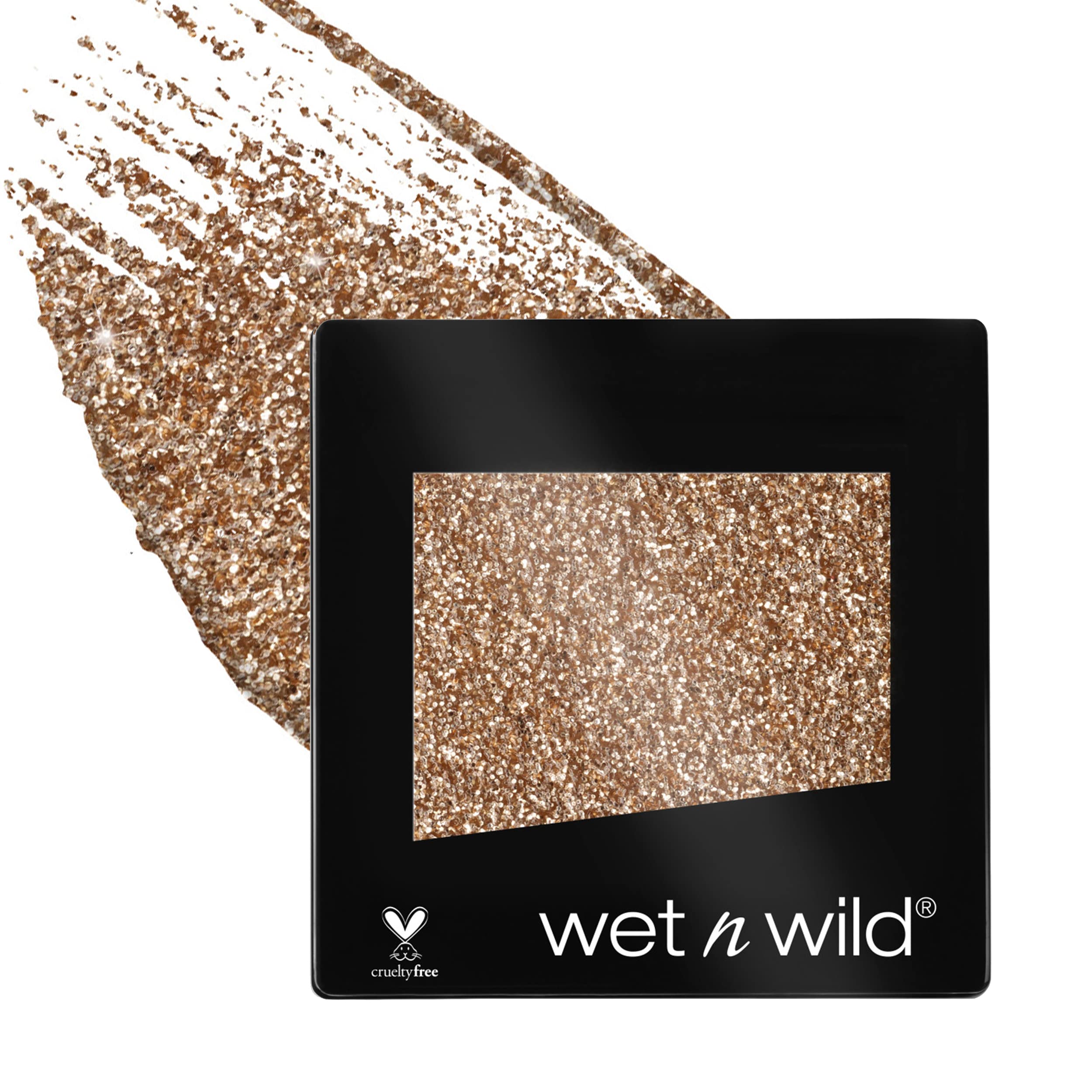 wet n wild Color Icon Glitter Eyeshadow Shimmer Brass sombra brillos bronce para acabado nocturno deslumbrante.