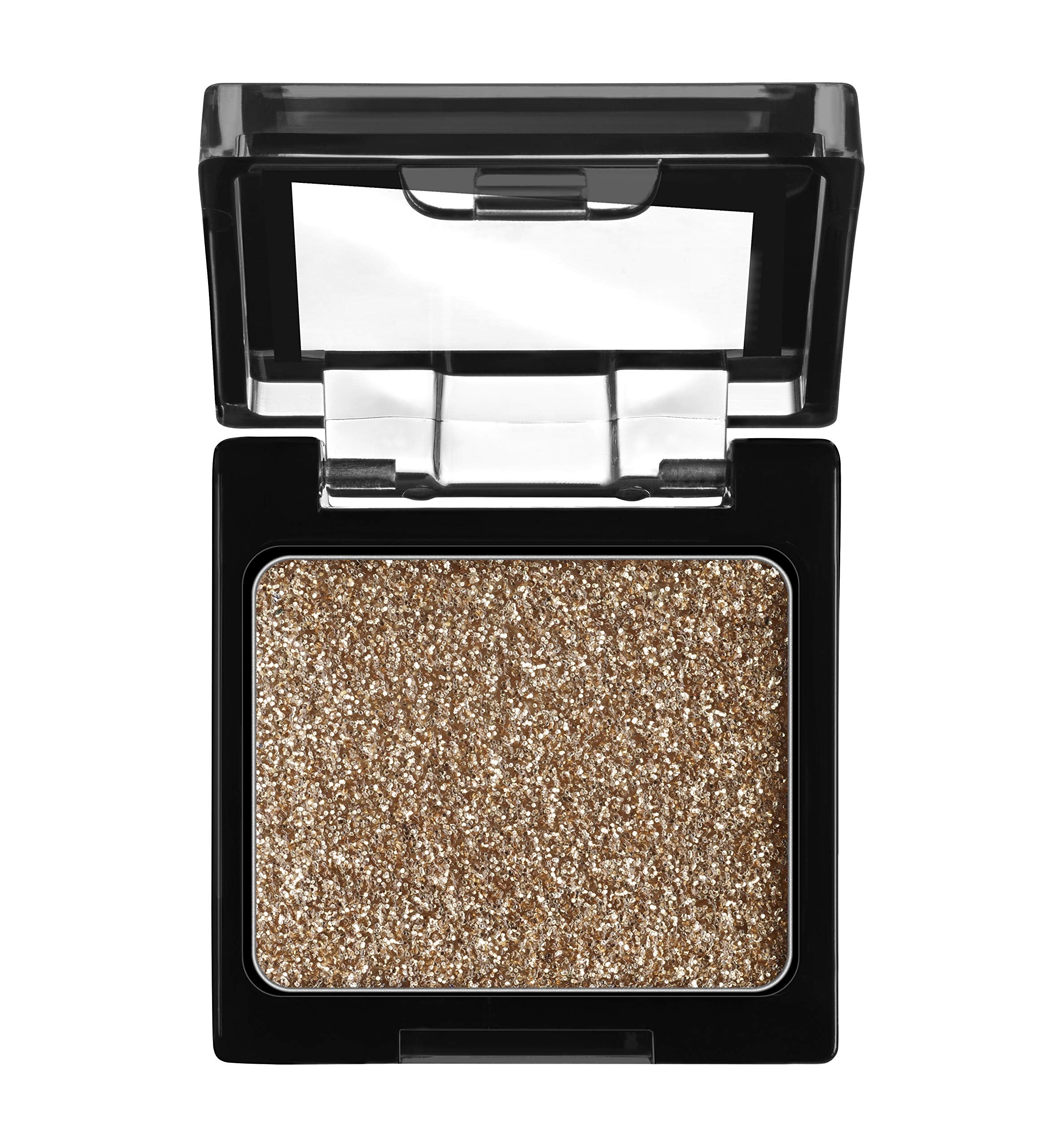 wet n wild Color Icon Glitter Eyeshadow Shimmer Brass swatch muestra tono bronce intenso.
